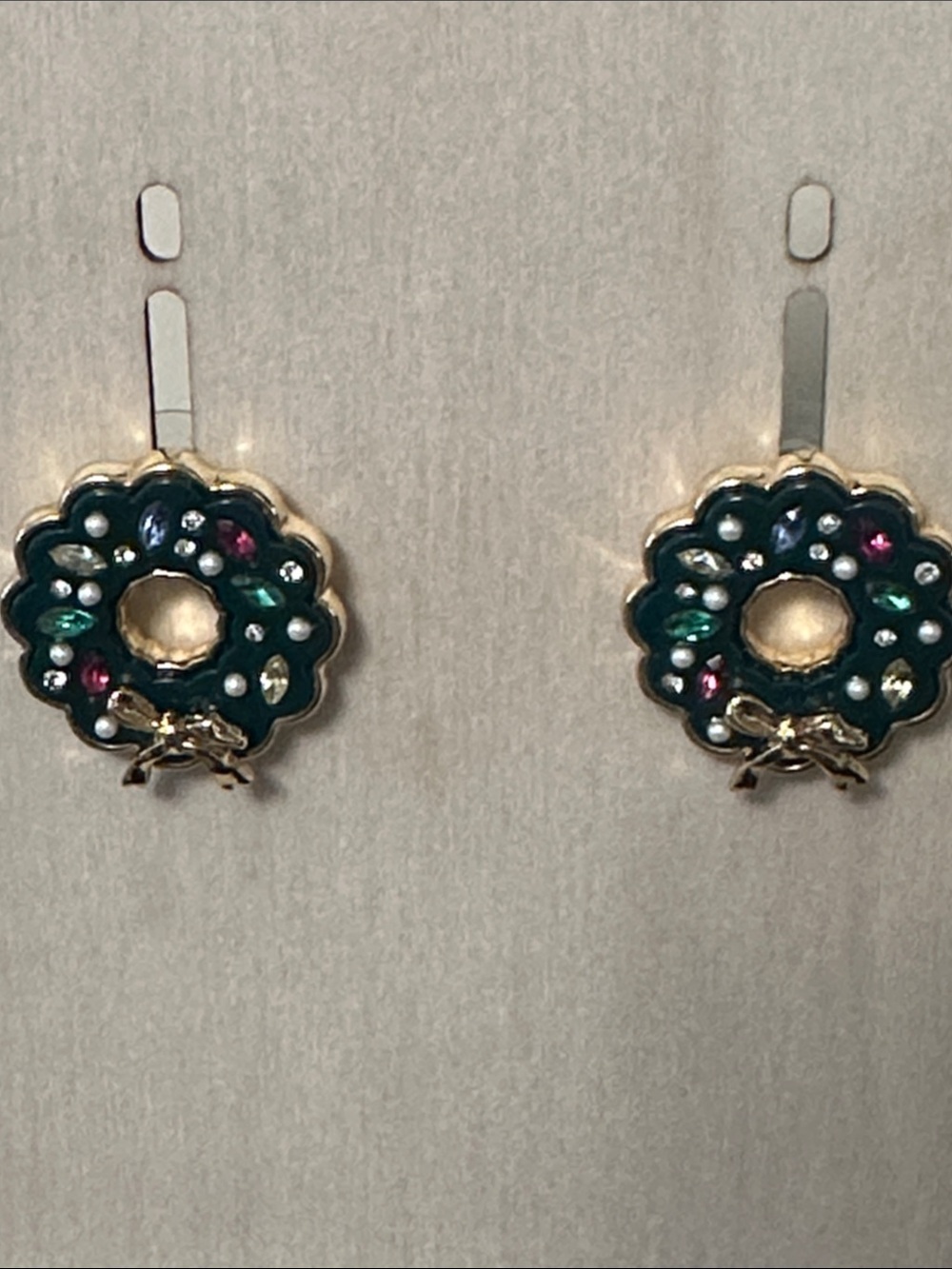 Talbots Gold-Tone Wreath Stud Earrings with Green Enamel and Multicolor Stones
